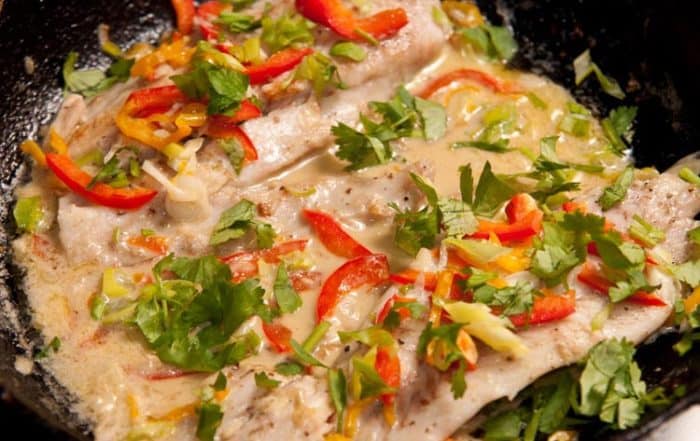  fish fillets in coconut sauce 